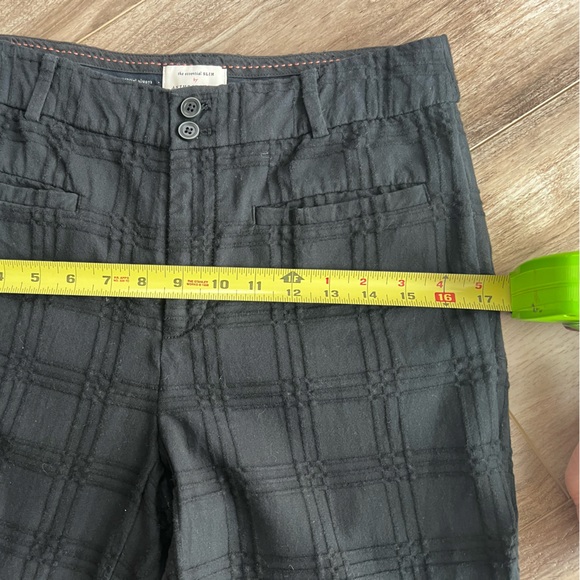 Anthropologie essential slim black pants with a textured plaid pattern size 6 - Picture 9 of 14